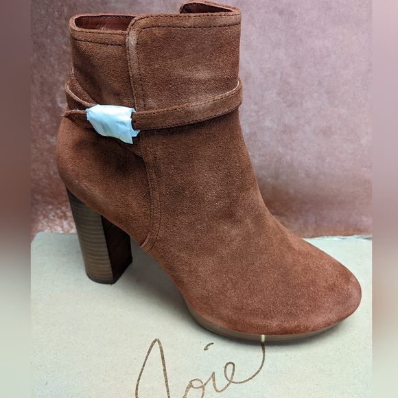 Joie Shoes - Joie Chestnut Brown Suede Ankle Boot with Block Heel